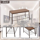 Kitchen Table and Chairs for 6 Dining Table Industrial Wooden Dinette Set w/ Storage Racks Bench, Brown