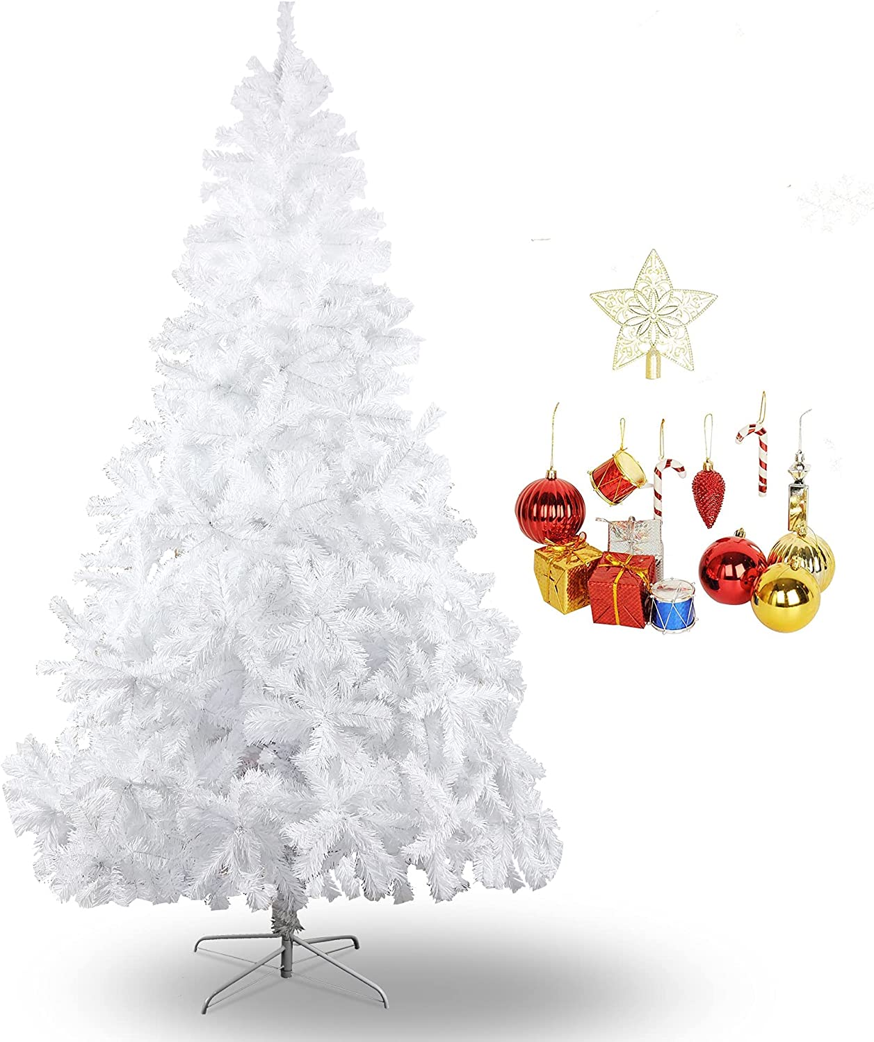 10' Premium Spruce Artificial Christmas Tree w/Metal Stand, White