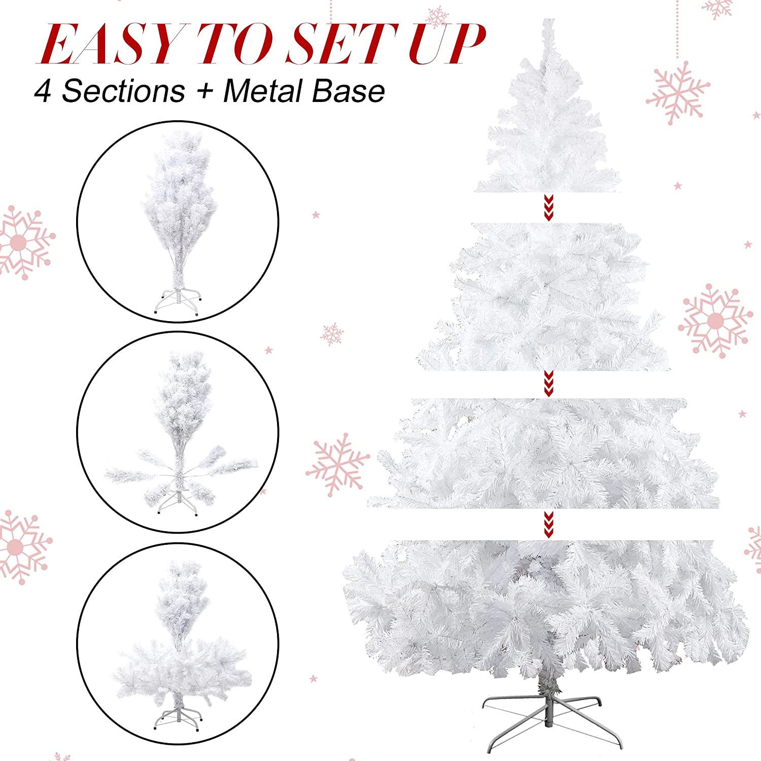 10' Premium Spruce Artificial Christmas Tree w/Metal Stand, White - Bosonshop