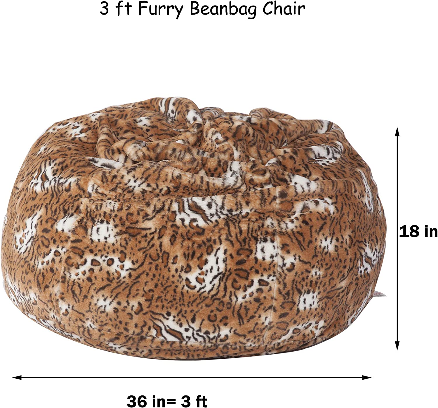 Luxury and Comfy Bean Bag Chair Big Beanless Bag Chairs Soft Sofa Lounger, Sponge Filling, Leopard Print