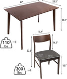 5 Piece Wooden Dining Room Table Set Mid Century Modern Wood Dinette Set Kitchen Table and 4 Chairs with Cushion, Walnut