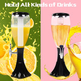 3L Draft Beer Tower Drink Beverage Dispenser Plastic w/ LED Lights & Ice Tube Keep Cold for Birthday Party Bar