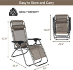 Set of 2 Adjustable Zero Gravity Chair Patio Lounge Chairs Folding Recliner Outdoor Pool Yard Beach