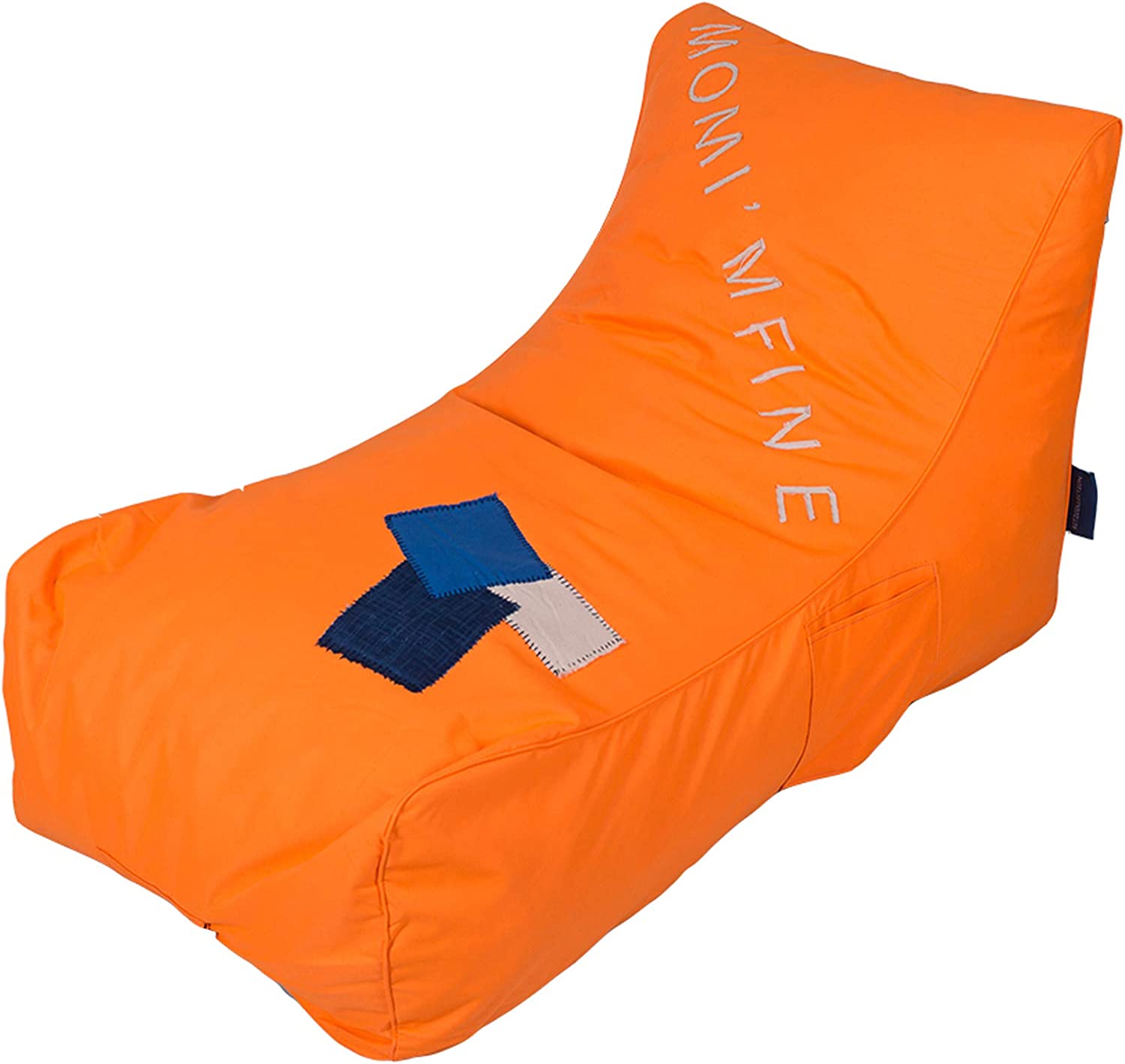 Nylon Foam Lazy Lounger Self Expanding Sponge Floor Chair Sleeper Sofa  w/ Dirt-Proof Oxford Fabric & Side Pocket, Orange