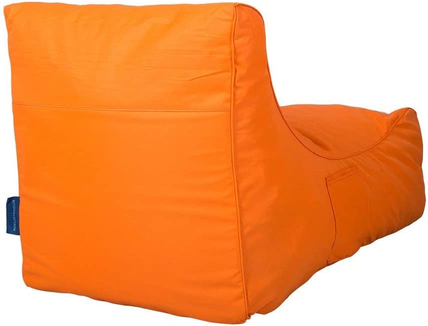 Nylon Foam Lazy Lounger Self Expanding Sponge Floor Chair Sleeper Sofa  w/ Dirt-Proof Oxford Fabric & Side Pocket, Orange