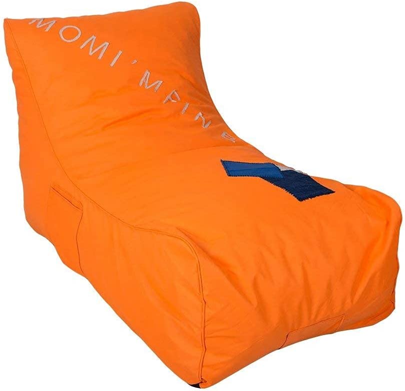 Nylon Foam Lazy Lounger Self Expanding Sponge Floor Chair Sleeper Sofa  w/ Dirt-Proof Oxford Fabric & Side Pocket, Orange