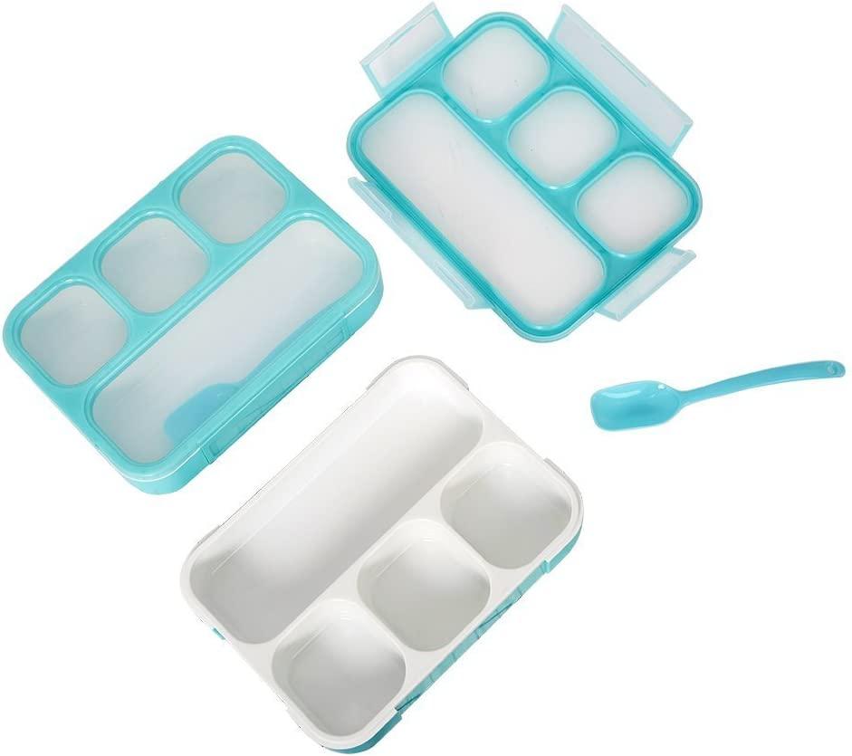 Kids Children Bento Lunch Box Eco-Friendly BPA Free Leakproof Container, 2PCS, Blue
