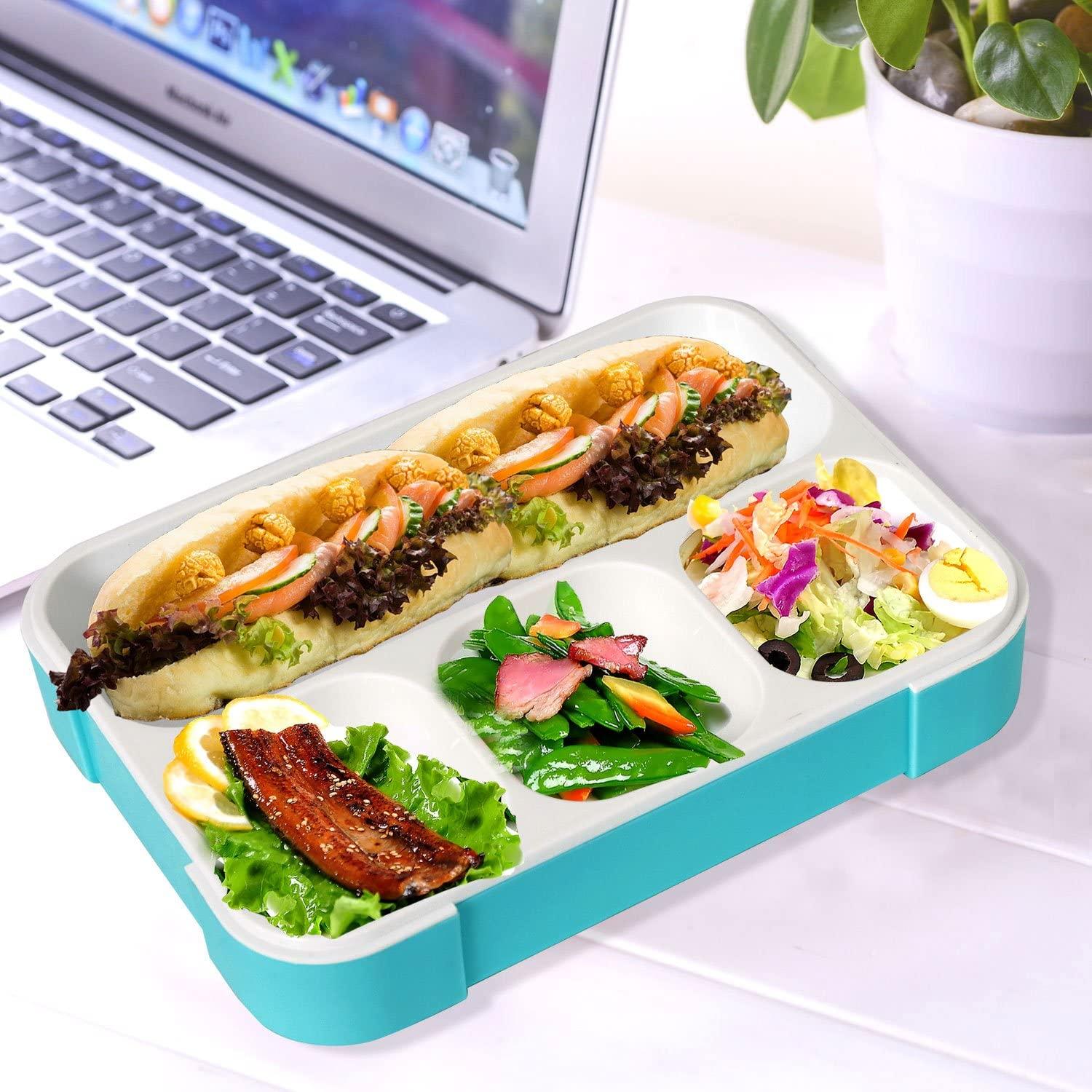 Kids Children Bento Lunch Box Eco-Friendly BPA Free Leakproof Container, 2PCS, Blue