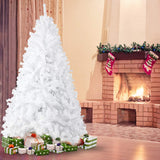 7Ft High Christmas Tree 1000 Tips Decorate Pine Tree with Metal Legs White & Decorations