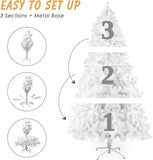 7Ft High Christmas Tree 1000 Tips Decorate Pine Tree with Metal Legs White & Decorations