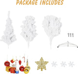 7Ft High Christmas Tree 1000 Tips Decorate Pine Tree with Metal Legs White & Decorations