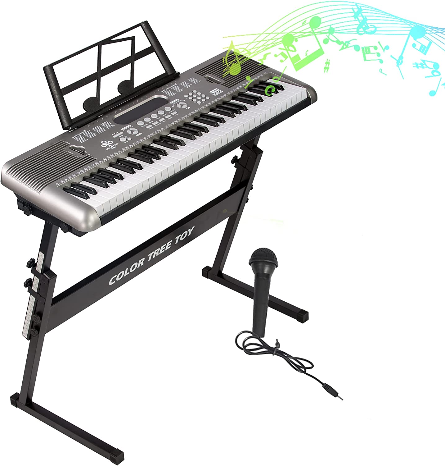 (Out of Stock) Electric Keyboard Piano with Stand 61 Key Portable Digital Music Keyboard Piano Set with Built In Speakers & Microphone