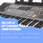 Electric Keyboard Piano with Stand 61 Key Portable Digital Music Keyboard Piano Set with Built In Speakers & Microphone