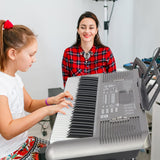 Electric Keyboard Piano with Stand 61 Key Portable Digital Music Keyboard Piano Set with Built In Speakers & Microphone
