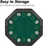 8-Player Foldable Octagon Poker Table w/ Stainless Cup Holder
