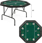 8-Player Foldable Octagon Poker Table w/ Stainless Cup Holder
