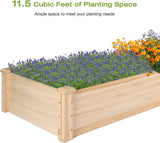 Raised Garden Bed 8 x 2 Ft Outdoor Natural Fir Wood Elevated Planter Garden Box for Vegetable Flower Herb
