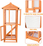 Wooden Large Bird Cage Pet Play Covered House Ladder Feeder Stand Outdoor