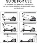 Water Rowing Machine for Home Use Water Rower w/ LCD Digital Monitor, 330 Lbs Weight Capacity