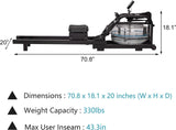 Water Rowing Machine for Home Use Water Rower w/ LCD Digital Monitor, 330 Lbs Weight Capacity