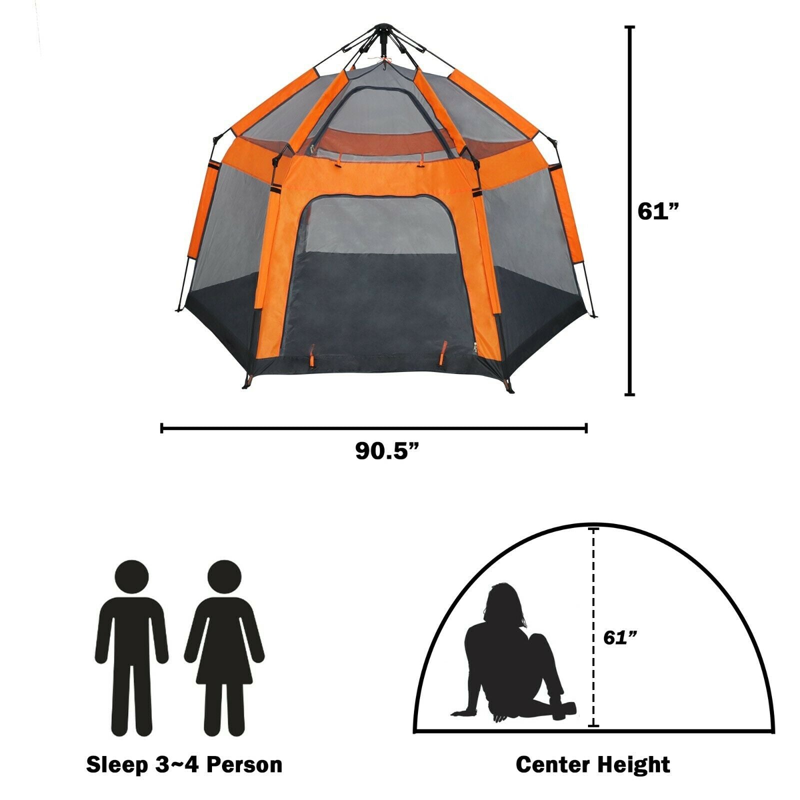 Portable 3-4 Person Camping Tent | Waterproof, Sunproof, and Ventilated Shelter for Outdoor Adventures