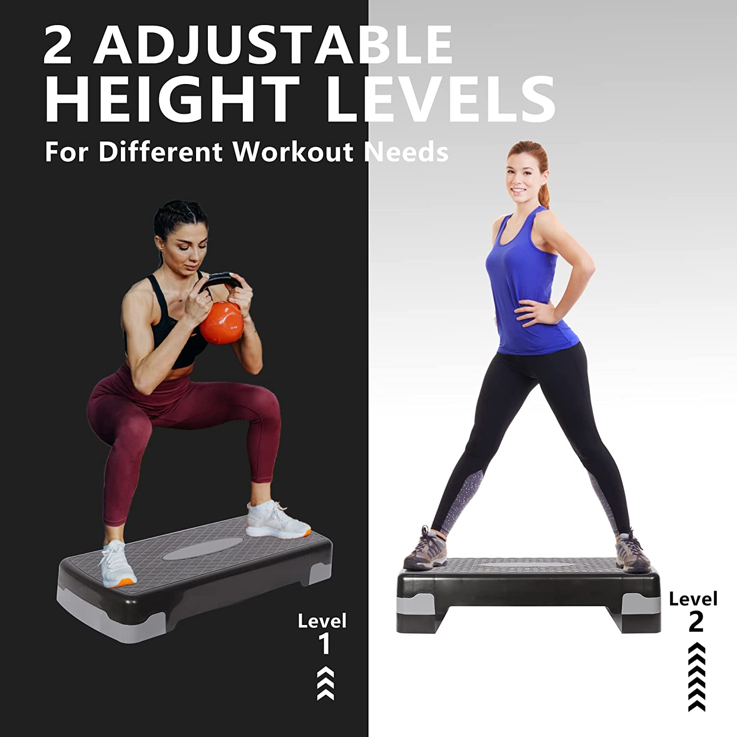 Step Platform Trainer Adjustable Workout Aerobic Stepper in Fitness Exercise for Home Gym