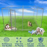 Outdoor Dog Playpen Heavy Duty Galvanized Mesh Steel Outdoor Big Dog House Kennel with Lock 9.8' x 9.8' x 5.9'