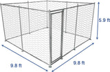 Outdoor Dog Playpen Heavy Duty Galvanized Mesh Steel Outdoor Big Dog House Kennel with Lock 9.8' x 9.8' x 5.9'
