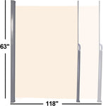 Retractable Side Awning All Aluminum Privacy Screen 118" x 63" Waterproof & UV-Resistant, Beige