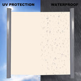 Retractable Side Awning All Aluminum Privacy Screen 118" x 63" Waterproof & UV-Resistant, Beige