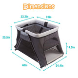 4 in 1 Foldable Baby Toddlers Crib Bassinet Playpen Playard with 2-Stage Mattress & Carry Bag