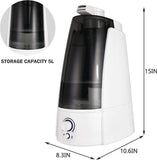 Quiet Ultrasonic Cool Mist Humidifier 5L with Auto Shut-Off Adjustable Mist Output