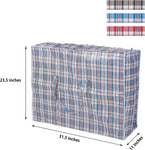 3PC Plastic Woven Storage Bag Moving Tote Clothes Laundry Travel Organizer w/ Zipper & Handles