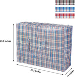 3PC Plastic Woven Storage Bag Moving Tote Clothes Laundry Travel Organizer w/ Zipper & Handles