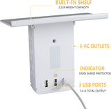 Wall Outlet Extender-2 Pack Surge Protector 15 A Multifunctional Outlet Wall Plug with USB Ports(3.4A Total), 6 AC Outlets