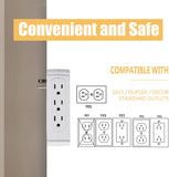 Wall Outlet Extender-2 Pack Surge Protector 15 A Multifunctional Outlet Wall Plug with USB Ports(3.4A Total), 6 AC Outlets