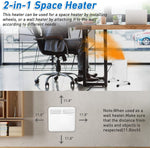750W Wall-Mounted Electric Space Heater with Adjustable Thermostat, Portable Convection Freestanding Heater