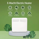 750W Wall-Mounted Electric Space Heater with Adjustable Thermostat, Portable Convection Freestanding Heater