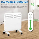 750W Wall-Mounted Electric Space Heater with Adjustable Thermostat, Portable Convection Freestanding Heater