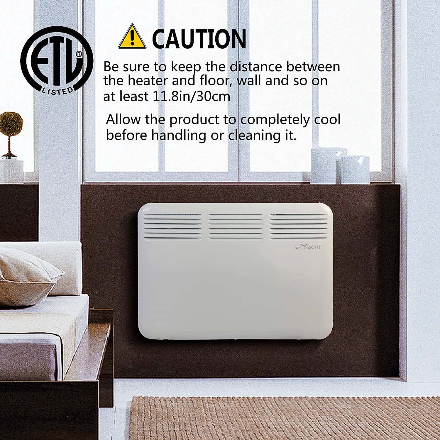 BOSONSHOP 1000W Portable Indoor Electric Convection Space Heater Quiet Panel Heater w/ Led Display