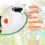66 Ft Auto Water Hose Reel Retractable Garden Hose Reel Mobile Cart Wall Mount Easy to Remove