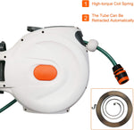 66 Ft Auto Water Hose Reel Retractable Garden Hose Reel Mobile Cart Wall Mount Easy to Remove