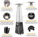 42000 BTU Pyramid Patio LP Propane Heater with Wheels, 87 Inch Hammered Bronze Tower Heater, CE & ETL Certified