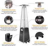 42000 BTU Pyramid Patio LP Propane Heater with Wheels, 87 Inch Hammered Bronze Tower Heater, CE & ETL Certified