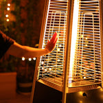 Patio Pyramid Standing 42000 TBU Propane Heater with Wheels, Stainless Steel Burner & Reflector, Silver