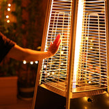 Patio Pyramid Standing 42000 TBU Propane Heater with Wheels, Stainless Steel Burner & Reflector, Silver
