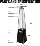 Patio Pyramid Standing 42000 TBU Propane Heater with Wheels, Stainless Steel Burner & Reflector, Silver