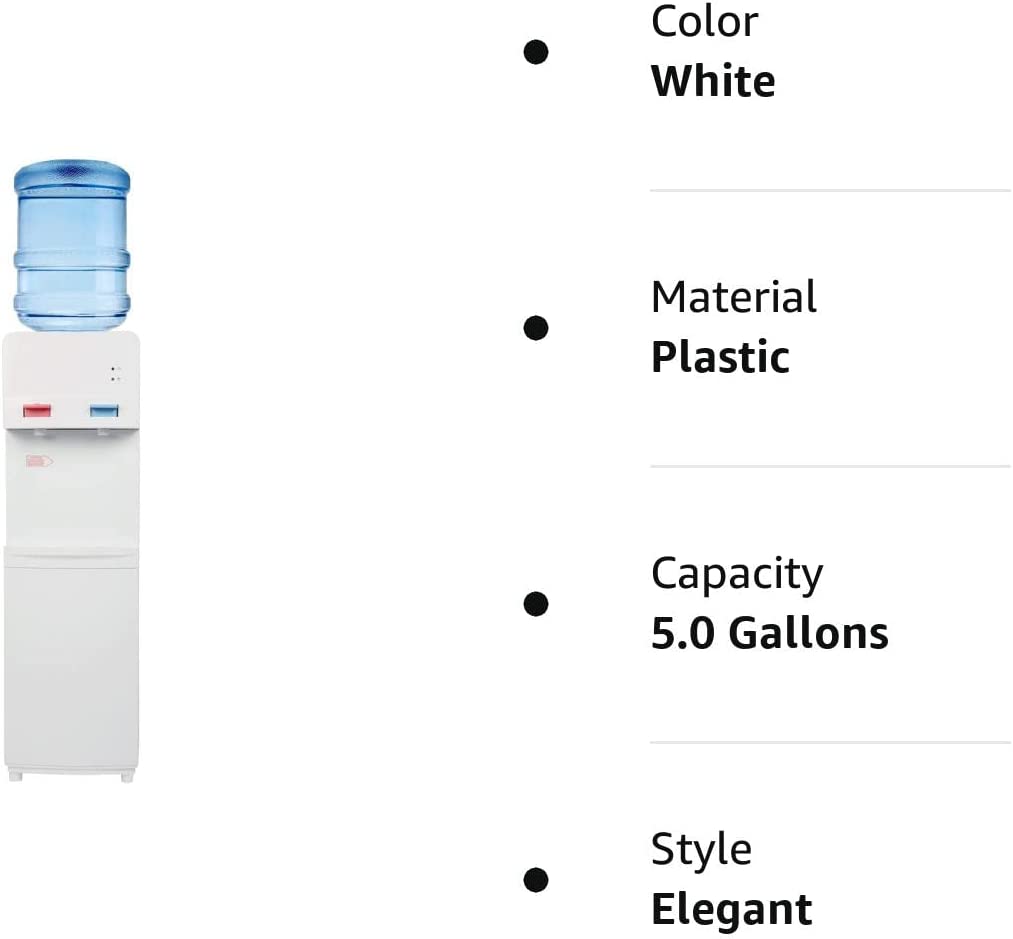 5 Gallon Top Loading Water Cooler Water Dispenser with Child Safety Lock, 2 Temps (Hot & Cold), ETL Listed, White