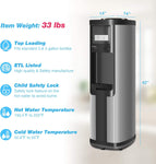 5 Gallons Hot and Cold Water Cooler Dispenser for Top Loading for Home w/ Child Safety Lock