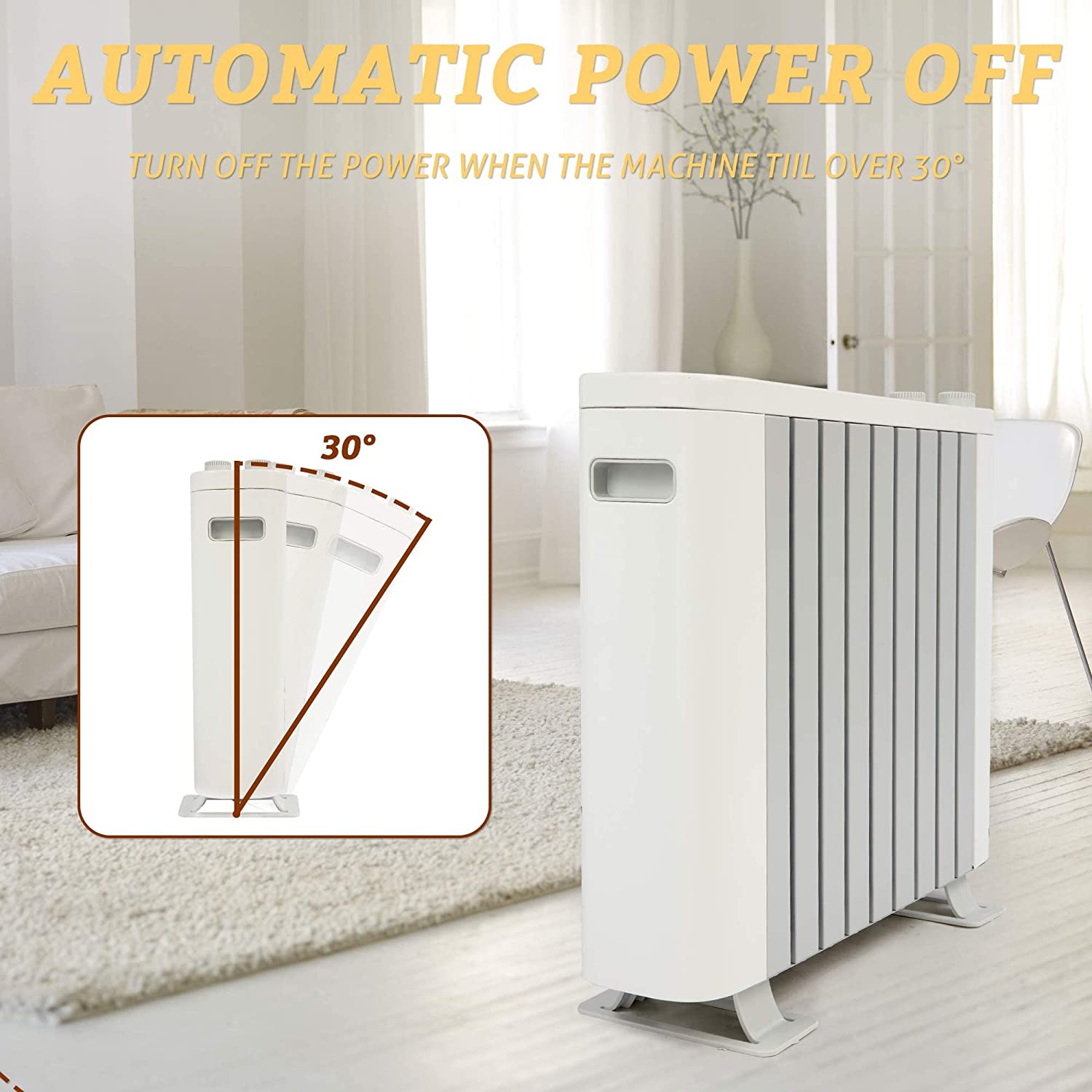 Electric Space Heater with Silent Portable Adjustable Thermostat 1000W Convector Heater for Home, Bedroom and Office